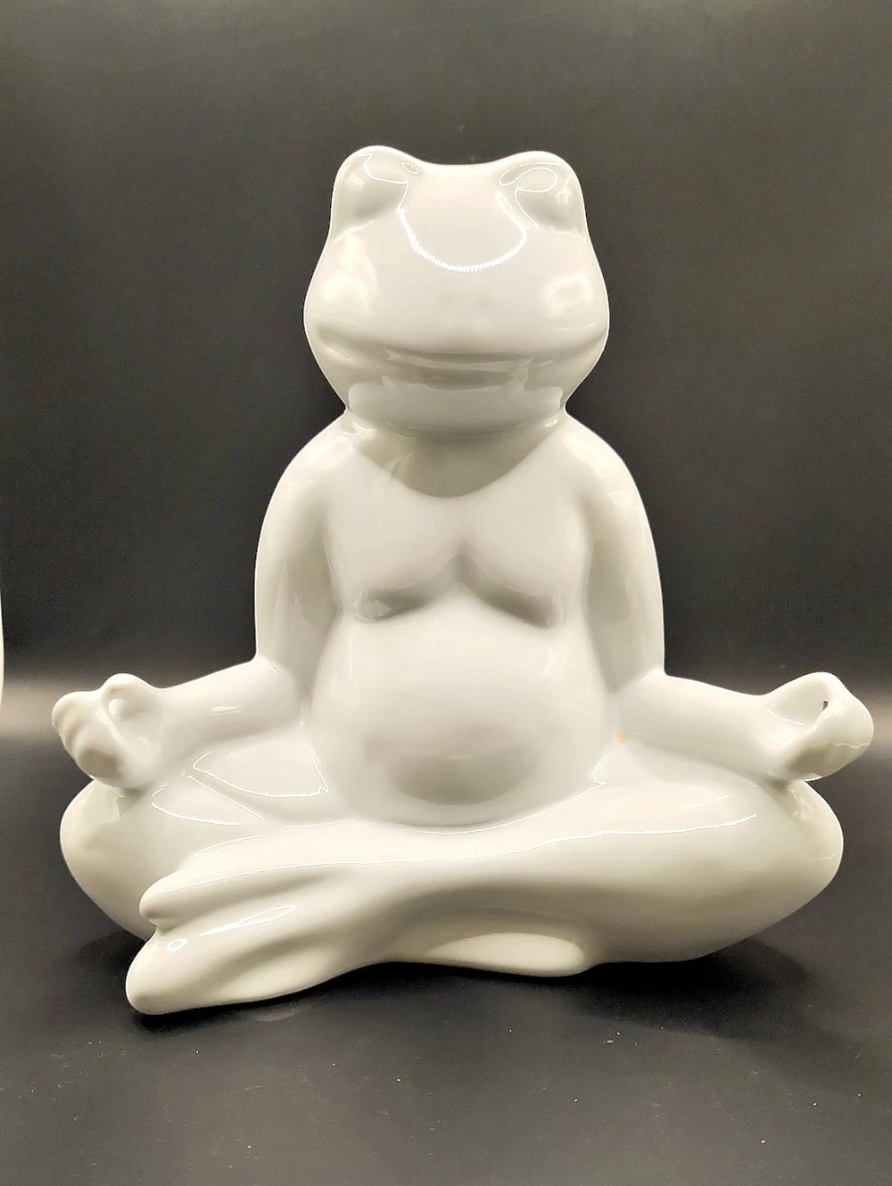 White Frog Meditation Figurine